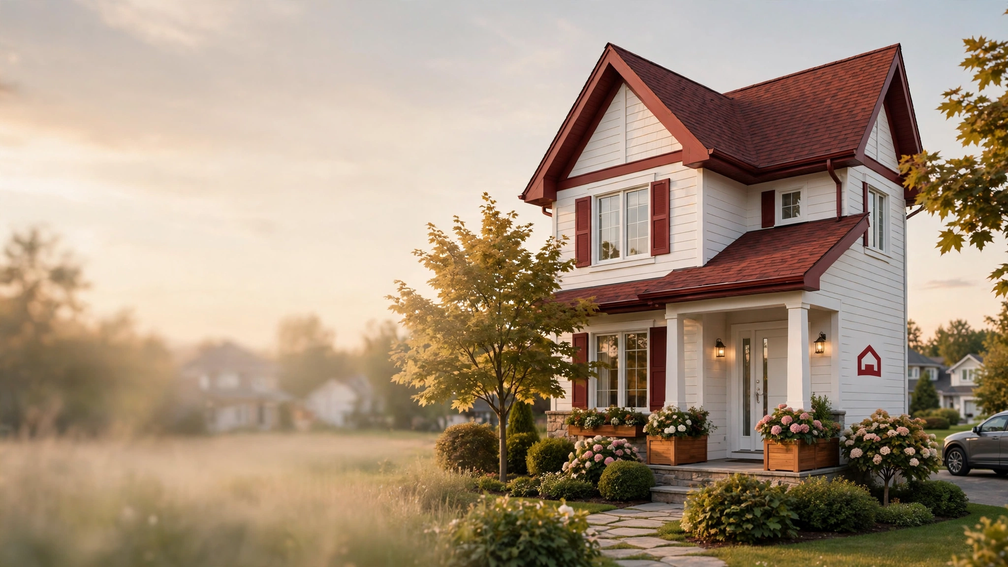 Beautiful Ontario home at sunset, representing home equity